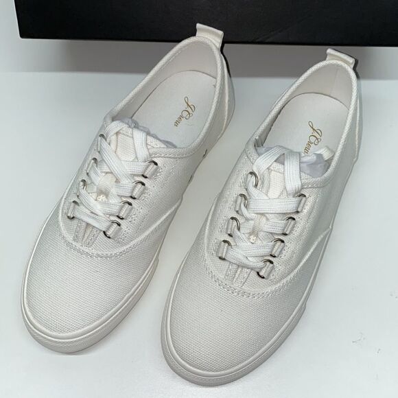 NEW J.Crew RECYCLED CANVAS SNEAKERS  SZ 6.5 ivory - Picture 3 of 8
